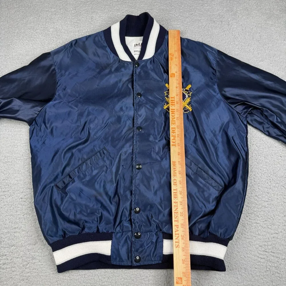 VTG New York Yankees Jacket Mens Large Navy Satin Snap‎ DeLONG USA MLB Baseball